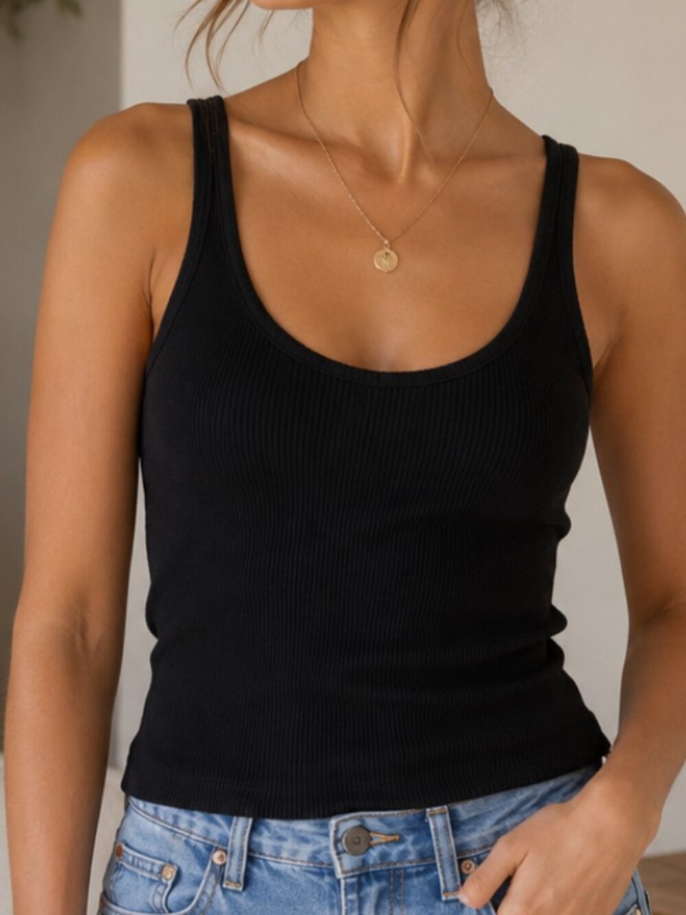 brandy melville black ribbed knit tank top s